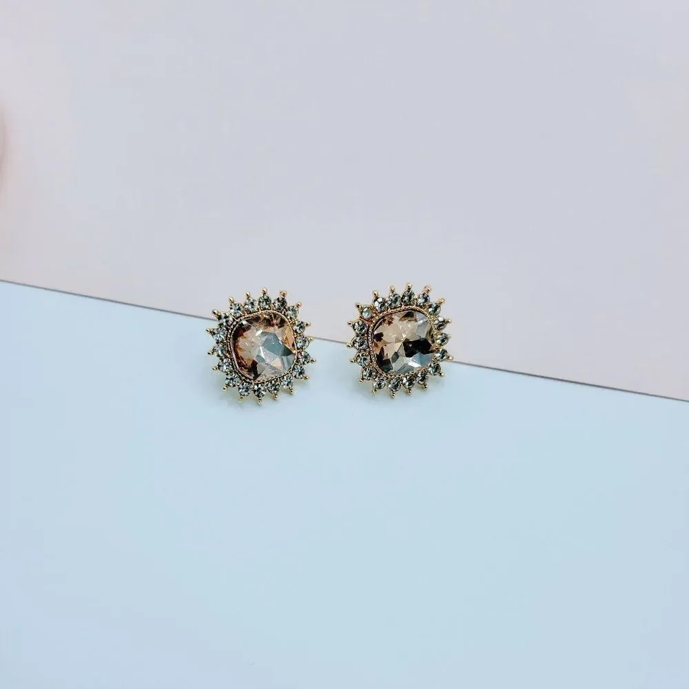 7/$35 Beige Crystal Large Stud Earrings - Picture 6 of 10